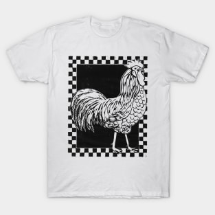 Rooster with checked border T-Shirt